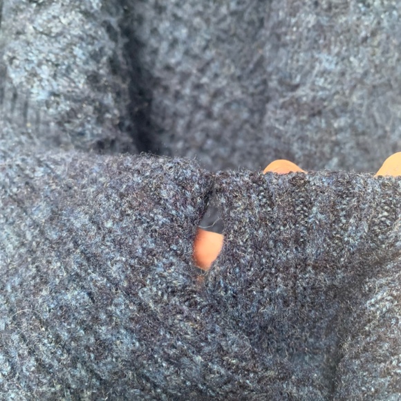 Dark Blue Cable Knit Turtleneck Sweater Dress | Dynamite Clothing, size XL - Picture 3 of 3